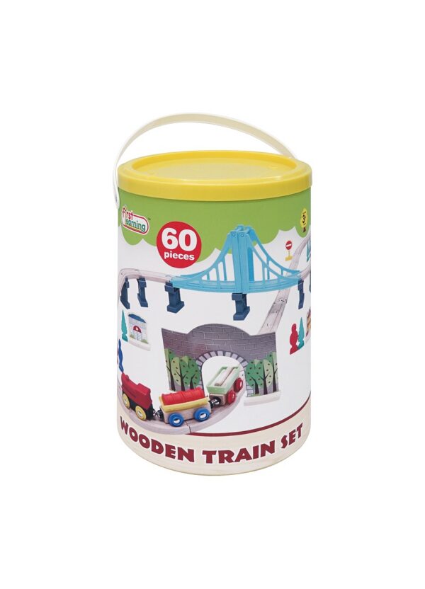 Baril Train Bois 60 Pièces - First Learning