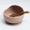 Coffret repas 2 pièces silicone bol à ventouse et cuillère - couleur sable&caramel