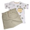 Ensemble T-shirt manches courtes chaméléon + bermuda vert kaki Baby Bol