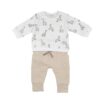 Ensemble 2 pièces t-shirt girafe-pantalon beige bébé garçon Babybol