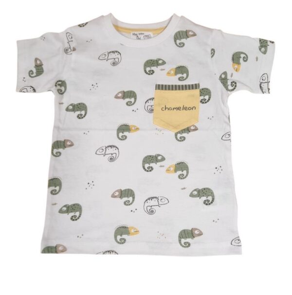 Ensemble T-shirt manches courtes chaméléon + bermuda vert kaki Baby Bol