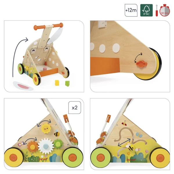chariot-multi-activites-lapin-en-bois (1) Chariot Multi-Activités Lapin en bois - Janod