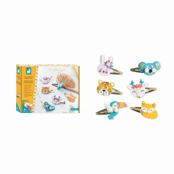 6 Barrettes Animaux Pailletés à Créer - Janod