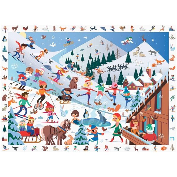 Puzzle 100 pièces " Cherche et trouve " - Sports d'Hiver - Calypto By Sentosphere