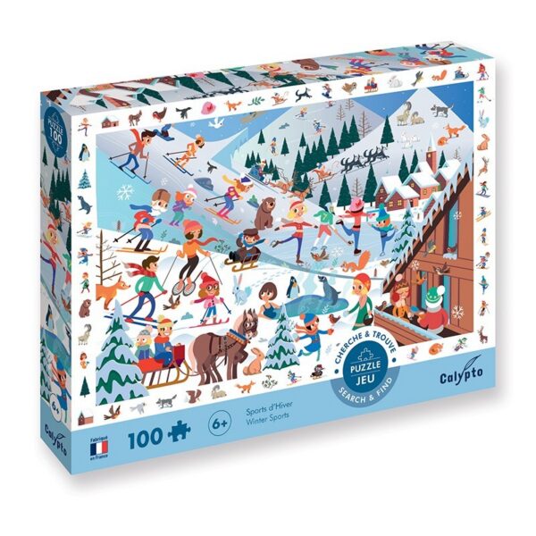 Puzzle 100 pièces " Cherche et trouve " - Sports d'Hiver - Calypto By Sentosphere