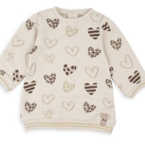 Robe sweat beige coeurs - Babybol