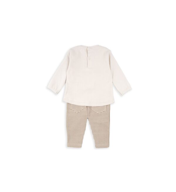 Ensemble sweat beige coeur-pantalon vichy Babybol 251 028