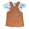 Ensemble salopette courte marron et tshirt blanc avec motifs - Babybol