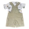 Ensemble Salopette vert amande et Tshirt manches courtes caméléon - Babybol