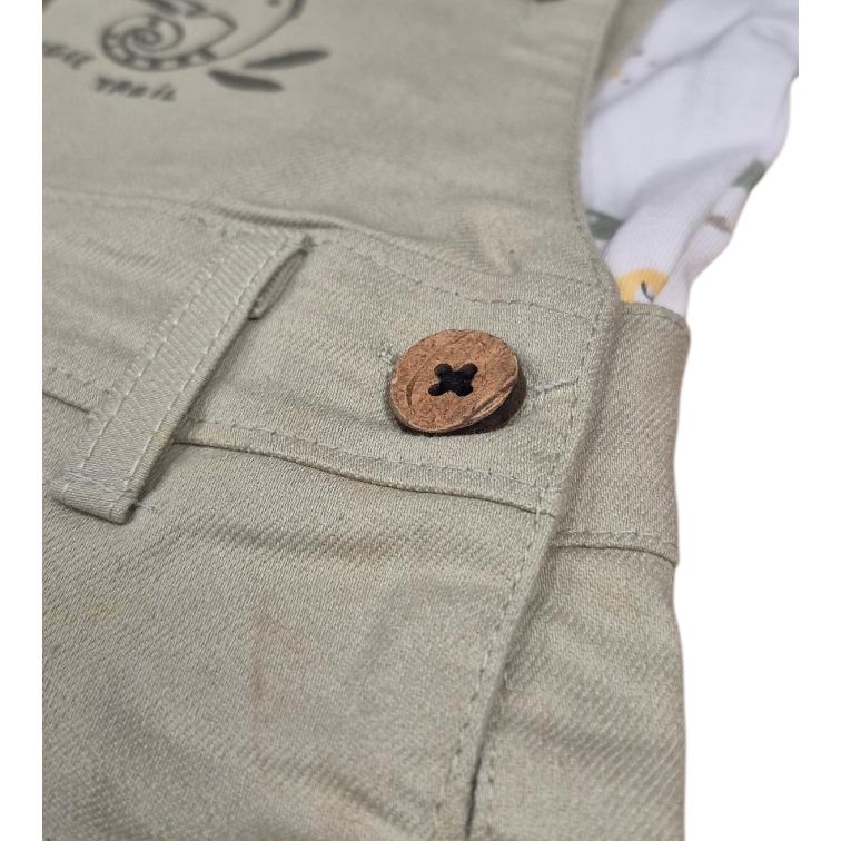 Ensemble Salopette vert amande et Tshirt manches courtes caméléon - Babybol – Image 3