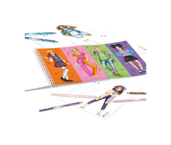 Livre de coloriage avec 40 pages pour concevoir des tenues de mode - Depesche 12447 Create Your TOPModel