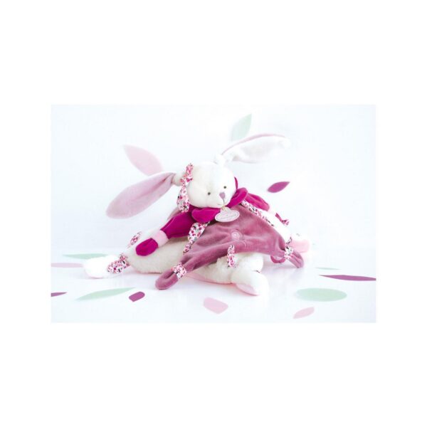 Doudou plat Cerise le lapin Rose - 27 cm - Doudou & Compagnie