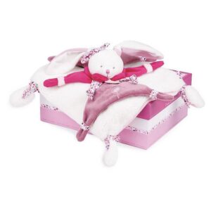 Doudou plat Cerise le lapin Rose - 27 cm - Doudou & Compagnie