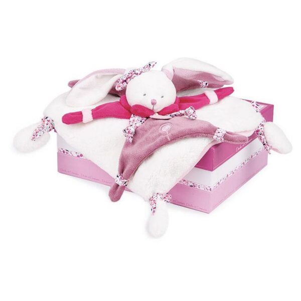 DC2703 Doudou plat Cerise le lapin Rose - 27 cm - Doudou & Compagnie