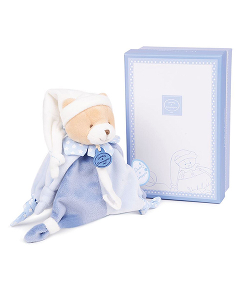 Doudou attache sucette ours Petit chou - Bleu - 17 cm - Doudou & Compagnie
