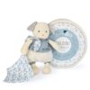 Chien peluche beige avec mouchoir bleu en coton BIO - 22 cm - Doudou & Compagnie