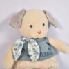 Chien peluche beige avec mouchoir bleu en coton BIO - 22 cm - Doudou & Compagnie