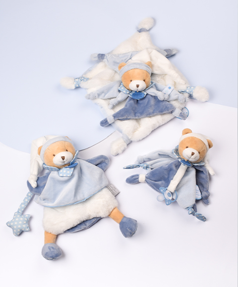 Doudou attache sucette ours Petit chou - Bleu - 17 cm - Doudou & Compagnie – Image 3