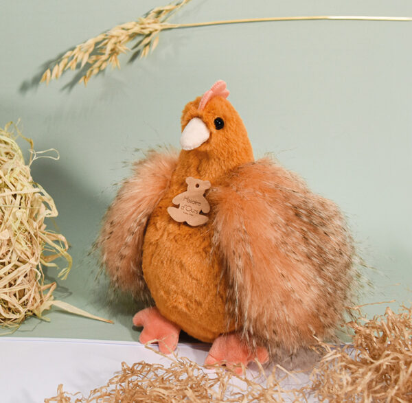 ho3161-1-6231e9669405e464297131 Peluche poule "Poulette" - Orange roux - 20 cm - Histoire d'Ours HO 3161