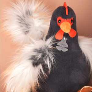 Peluche coq " Coq'rico" noir et blanc - 26 cm - Histoire d'Ours