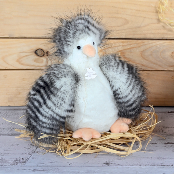 Peluche Poule " Poulette " blanche et grise - 20 cm - Histoire d'Ours