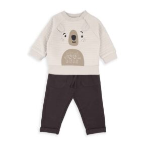 Ensemble coton beige pantalon sweat ours Babybol