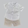 Ensemble bermuda rayé beige + Chemise manches courtes blanche Babybol