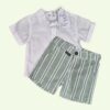 ensemble bermuda chemise babybol 142712 Ensemble bermuda rayé vert et chemise manches courtes blanche Babybol