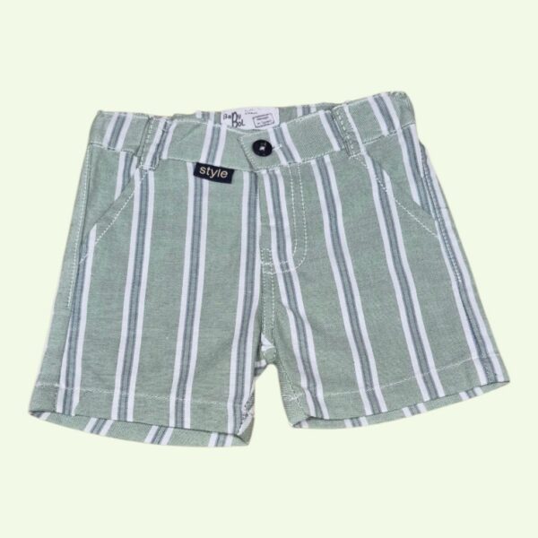 ensemble bermuda chemise babybol 142712 3 Ensemble bermuda rayé vert et chemise manches courtes blanche Babybol