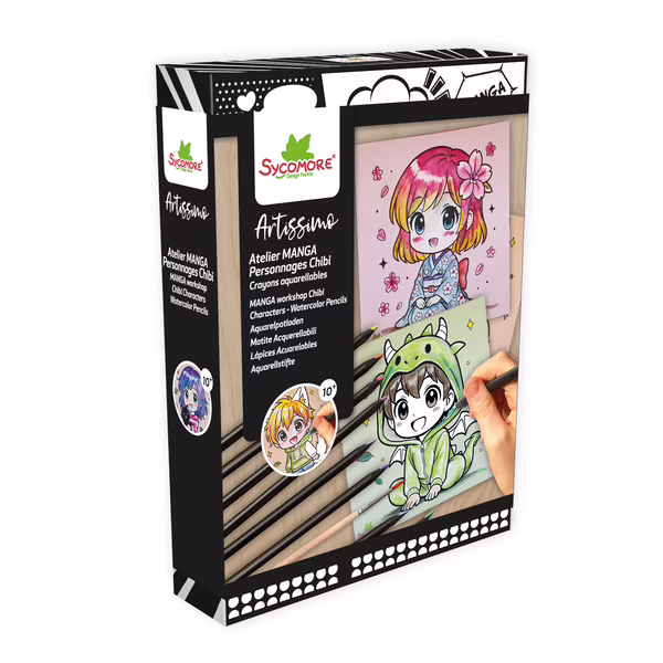 Atelier crayons aquarelles manga - Personnages Chibi - Sycomore
