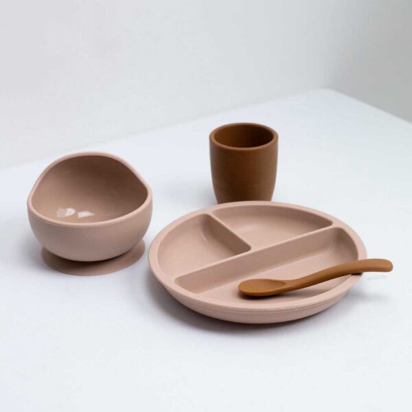 Coffret repas 4 pièces en silicone Sable et caramel - Trois kilos sept