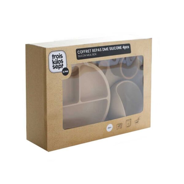 Coffret repas 4 pièces en silicone Sable et caramel - Trois kilos sept