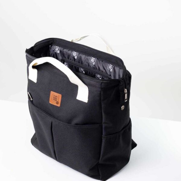 Sac à dos noir à langer déperlant - Trois Kilos Sept