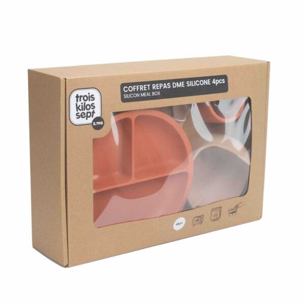 Set repas en silicone pour bébé - 4 pièces - Terre de sienne&Sable - Trois kilos sept