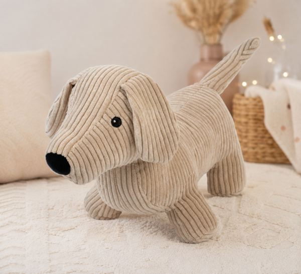 Peluche Chien 36CM Tissu Côtelé effet velours - WDK