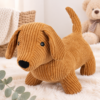 Peluche chien 36cm côtelé camel effet velours - WDK