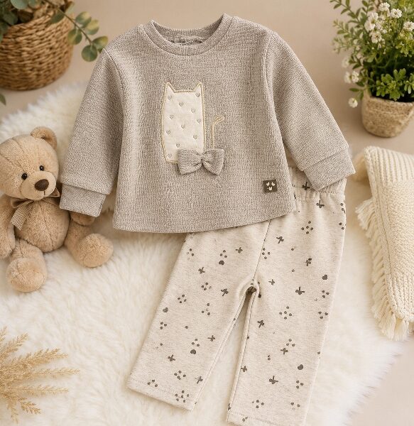 Ensemble bébé fille - Pull en maille et pantalon imprimé - Babybol