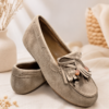 Mocassins taupe à pampilles et perles fille - DO RE MI