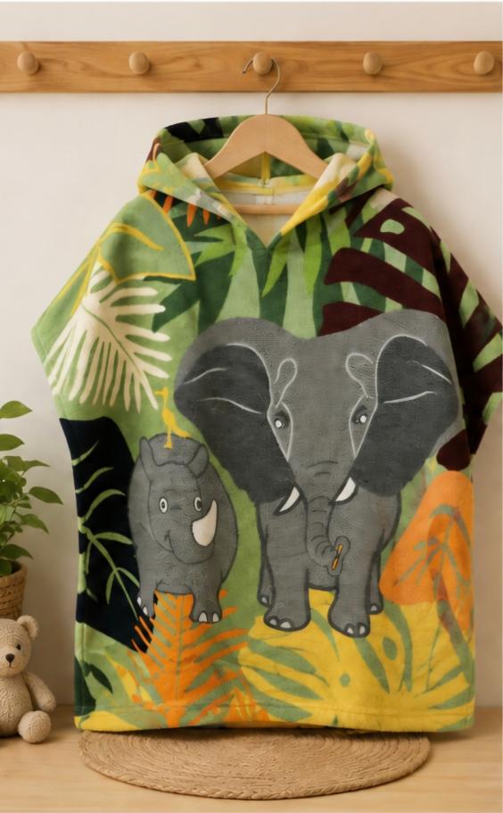 Poncho de bain enfant - Motif jungle