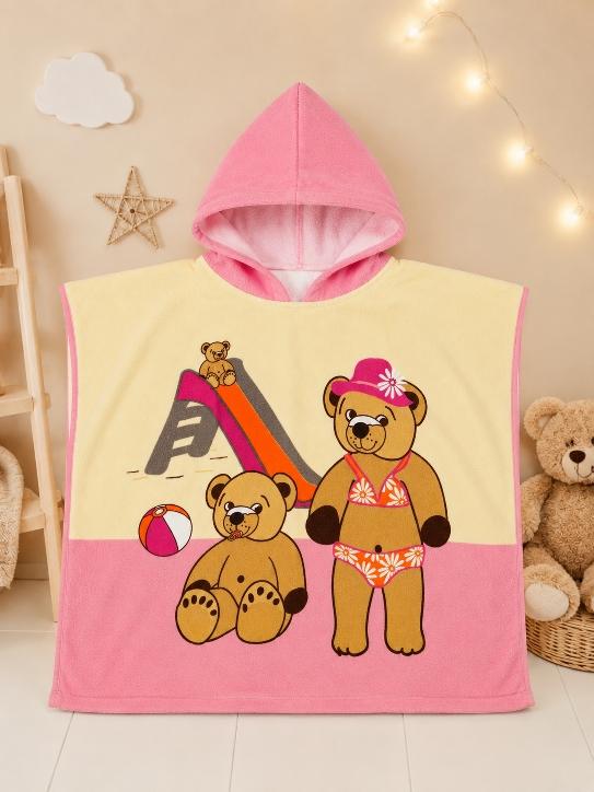 poncho nounours Poncho de bain bébé/enfant rose Nounours